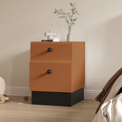 Contemporary Creative Solid Wood Multi-Layer Board Rounded Nightstand 2-Drawer Bedroom