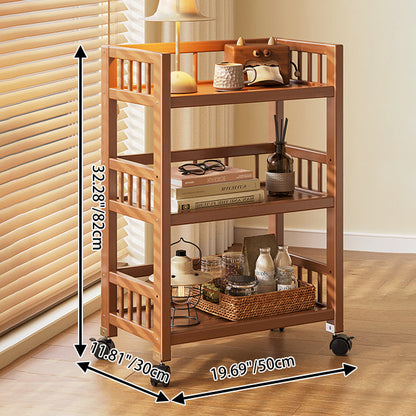 Modern Minimalist Bamboo & MDF Mobile Square Storage Shelf 2/3 Tier Living Room