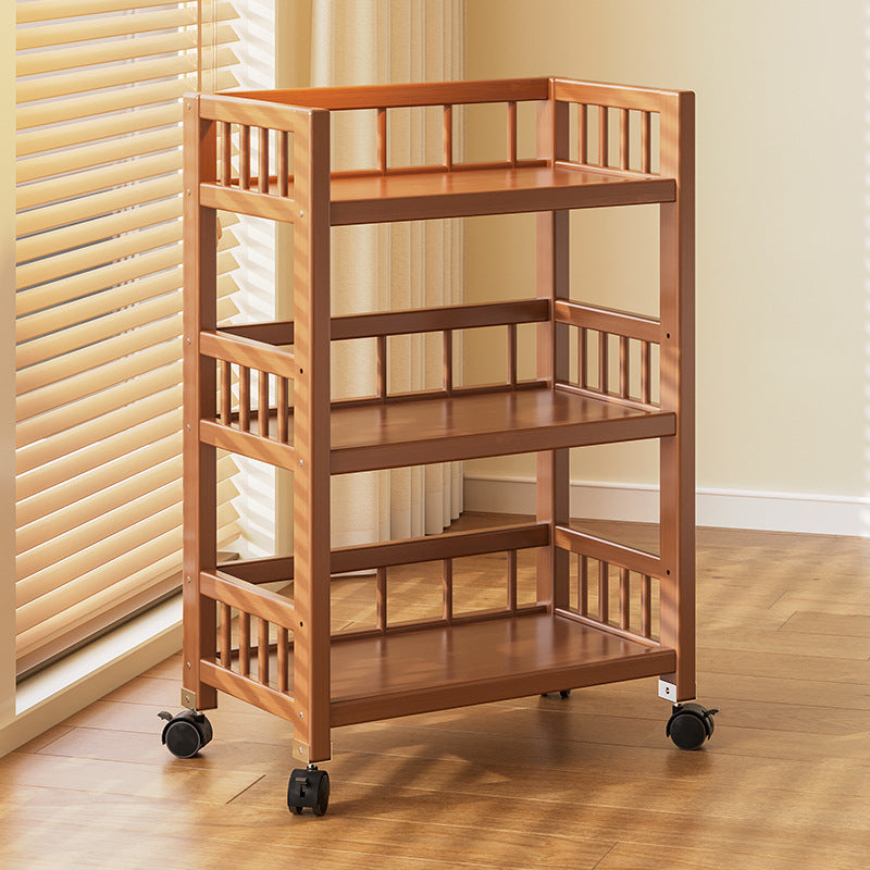Modern Minimalist Bamboo & MDF Mobile Square Storage Shelf 2/3 Tier Living Room