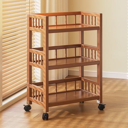Modern Minimalist Bamboo & MDF Mobile Square Storage Shelf 2/3 Tier Living Room