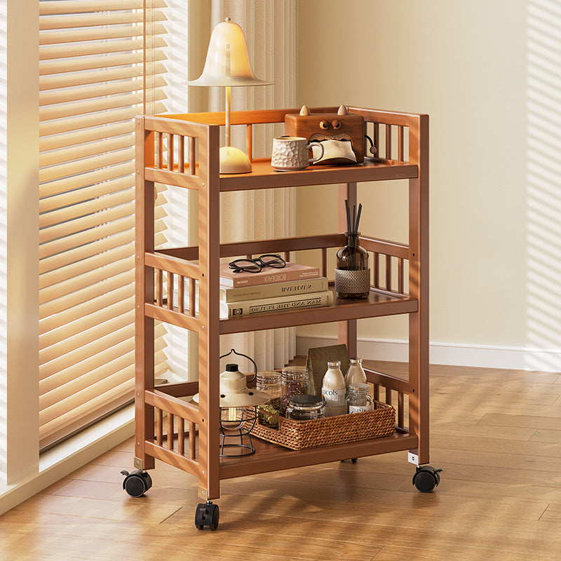 Modern Minimalist Bamboo & MDF Mobile Square Storage Shelf 2/3 Tier Living Room