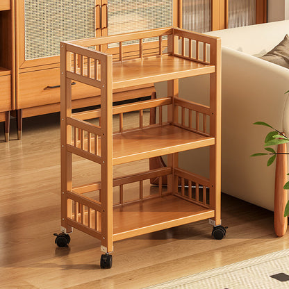 Modern Minimalist Bamboo & MDF Mobile Square Storage Shelf 2/3 Tier Living Room