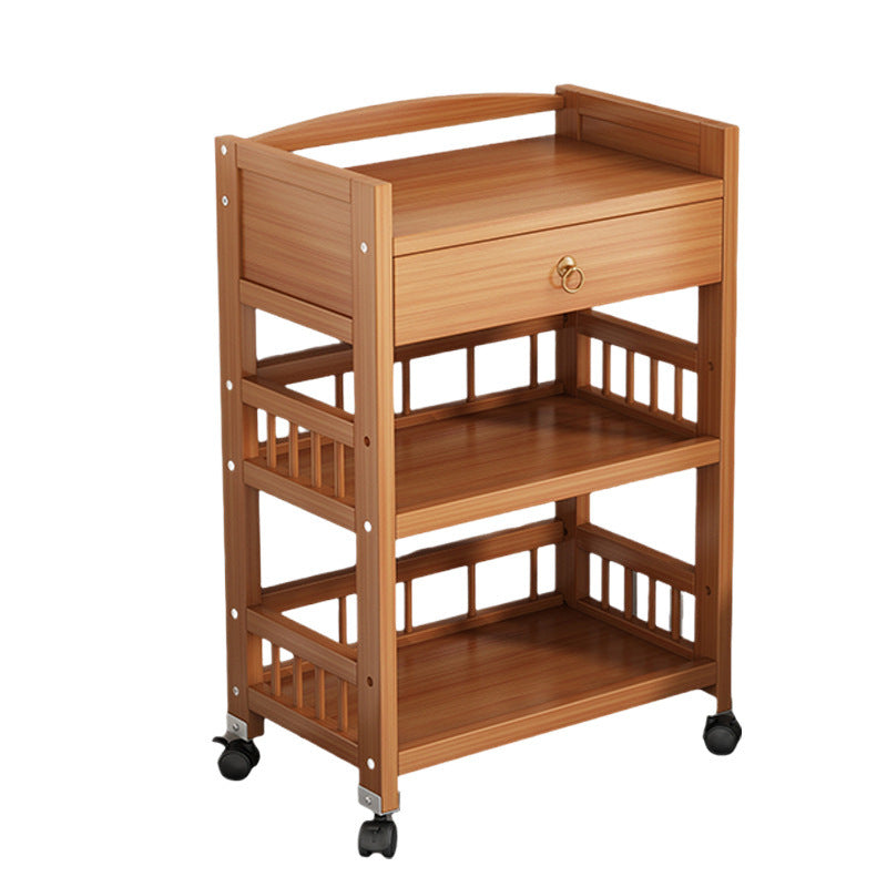Modern Minimalist Bamboo & MDF Mobile Square Storage Shelf 2/3 Tier Living Room
