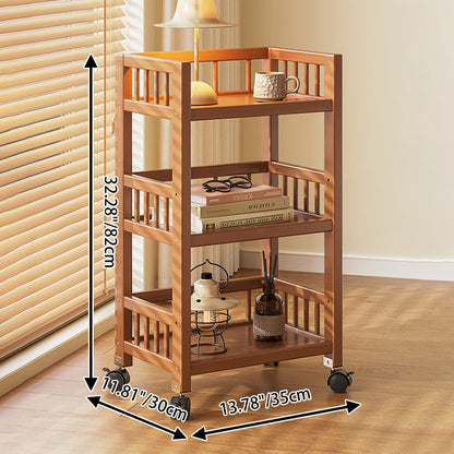 Modern Minimalist Bamboo & MDF Mobile Square Storage Shelf 2/3 Tier Living Room