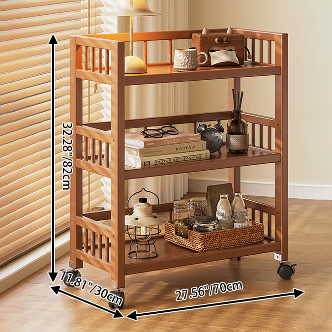 Modern Minimalist Bamboo & MDF Mobile Square Storage Shelf 2/3 Tier Living Room
