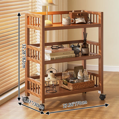 Modern Minimalist Bamboo & MDF Mobile Square Storage Shelf 2/3 Tier Living Room