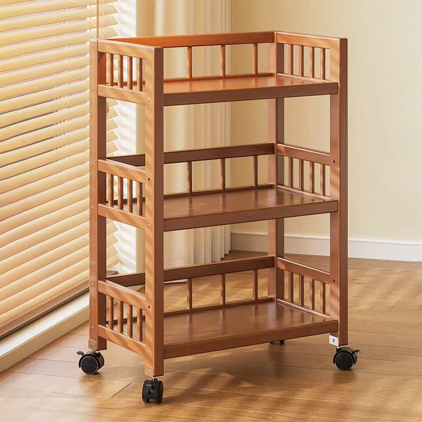 Modern Minimalist Bamboo & MDF Mobile Square Storage Shelf 2/3 Tier Living Room