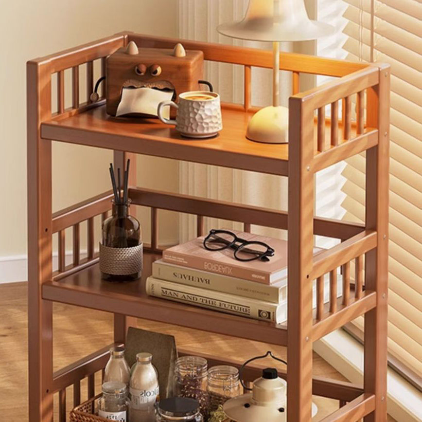 Modern Minimalist Bamboo & MDF Mobile Square Storage Shelf 2/3 Tier Living Room