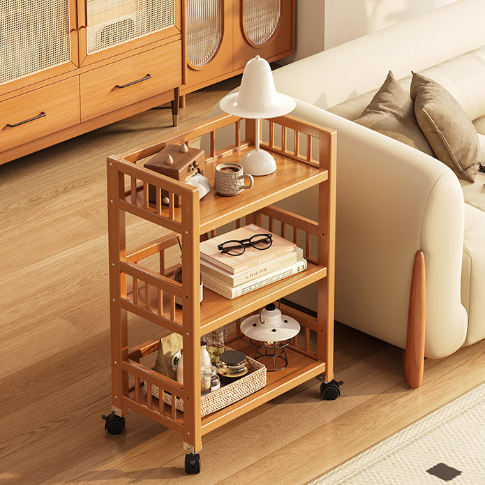 Modern Minimalist Bamboo & MDF Mobile Square Storage Shelf 2/3 Tier Living Room