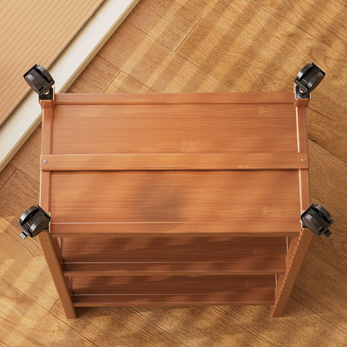 Modern Minimalist Bamboo & MDF Mobile Square Storage Shelf 2/3 Tier Living Room