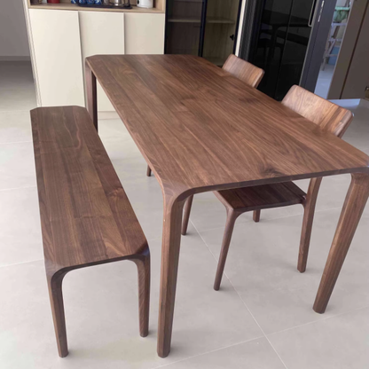 Traditional Chinese Walnut Wood Rounded Rectangular Dining Table 1-Tier For Dining Room