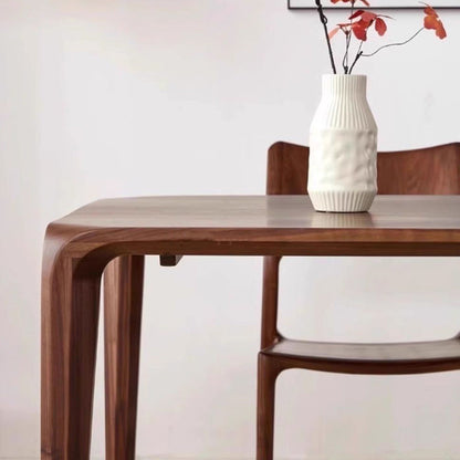 Traditional Chinese Walnut Wood Rounded Rectangular Dining Table 1-Tier For Dining Room