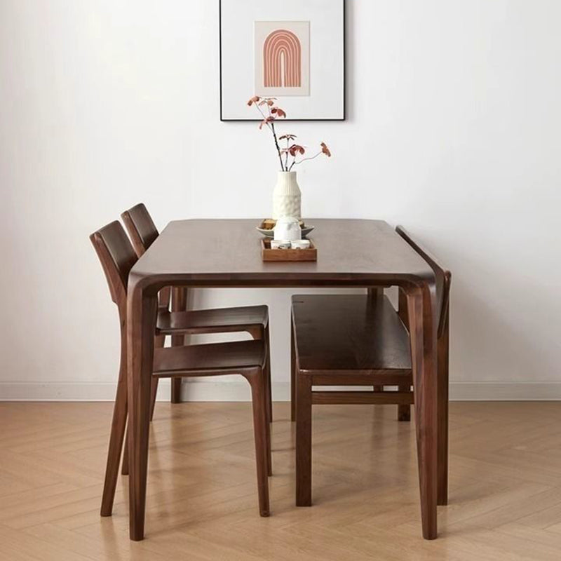 Traditional Chinese Walnut Wood Rounded Rectangular Dining Table 1-Tier For Dining Room