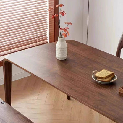 Traditional Chinese Walnut Wood Rounded Rectangular Dining Table 1-Tier For Dining Room