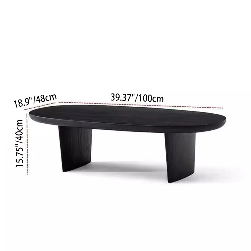 Traditional Vintage Pine Wood Oval Square Coffee Table 1-Tier For Living Room