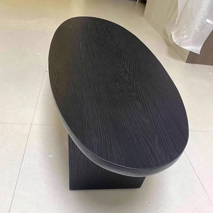 Traditional Vintage Pine Wood Oval Square Coffee Table 1-Tier For Living Room