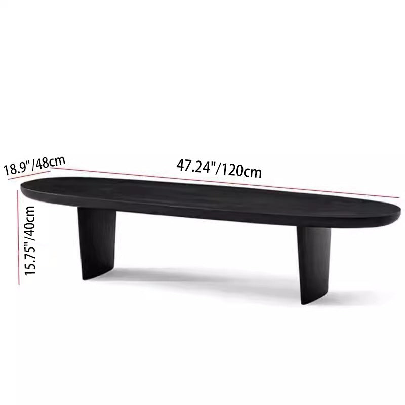 Traditional Vintage Pine Wood Oval Square Coffee Table 1-Tier For Living Room