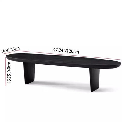 Traditional Vintage Pine Wood Oval Square Coffee Table 1-Tier For Living Room