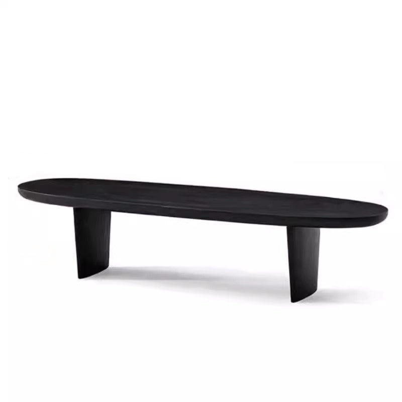 Traditional Vintage Pine Wood Oval Square Coffee Table 1-Tier For Living Room