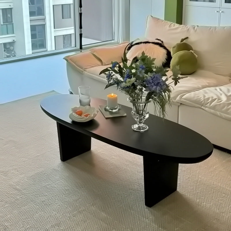 Traditional Vintage Pine Wood Oval Square Coffee Table 1-Tier For Living Room