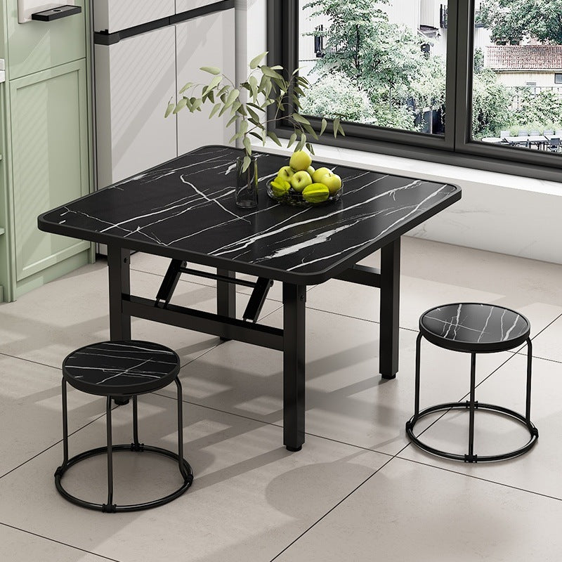 Contemporary Nordic Medium Density Fiberboard Carbon Steel Folding Square Coffee Table For Living Room