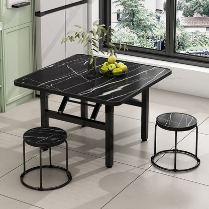 Contemporary Nordic Medium Density Fiberboard Carbon Steel Folding Square Coffee Table For Living Room