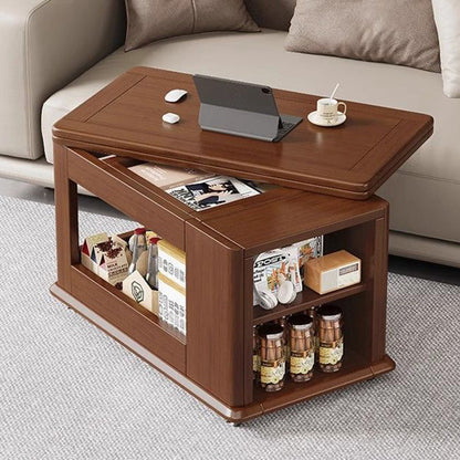 Traditional Vintage Rubberwood Metal Mobile Rectangular Coffee Table With 3-Tier For Living Room