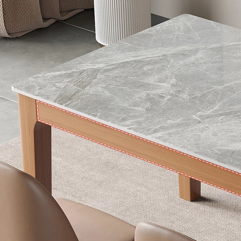 Contemporary Nordic Sintered Stone Rubberwood Rounded Rectangle Dining Table For 4 Seaters