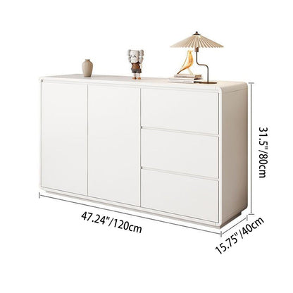 Modern Minimalist Wood Panels Metal Rounded Square Rectangle Storage Cabinet With 3 Drawers For Living Room