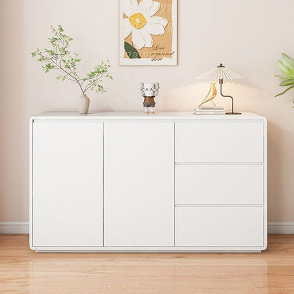Modern Minimalist Wood Panels Metal Rounded Square Rectangle Storage Cabinet With 3 Drawers For Living Room