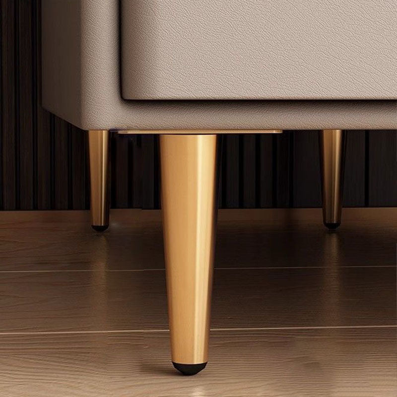 Modern Luxury MDF Solid Wood Stone Slab Faux Leather Rounded Rectangular Side Table 2-Drawer For Living Room