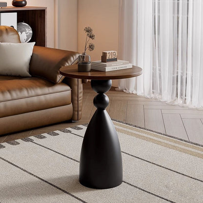 Traditional Vintage Medium-Density Fiberboard Carbon Steel Round Ball Side Table 1 Tier For Living Room