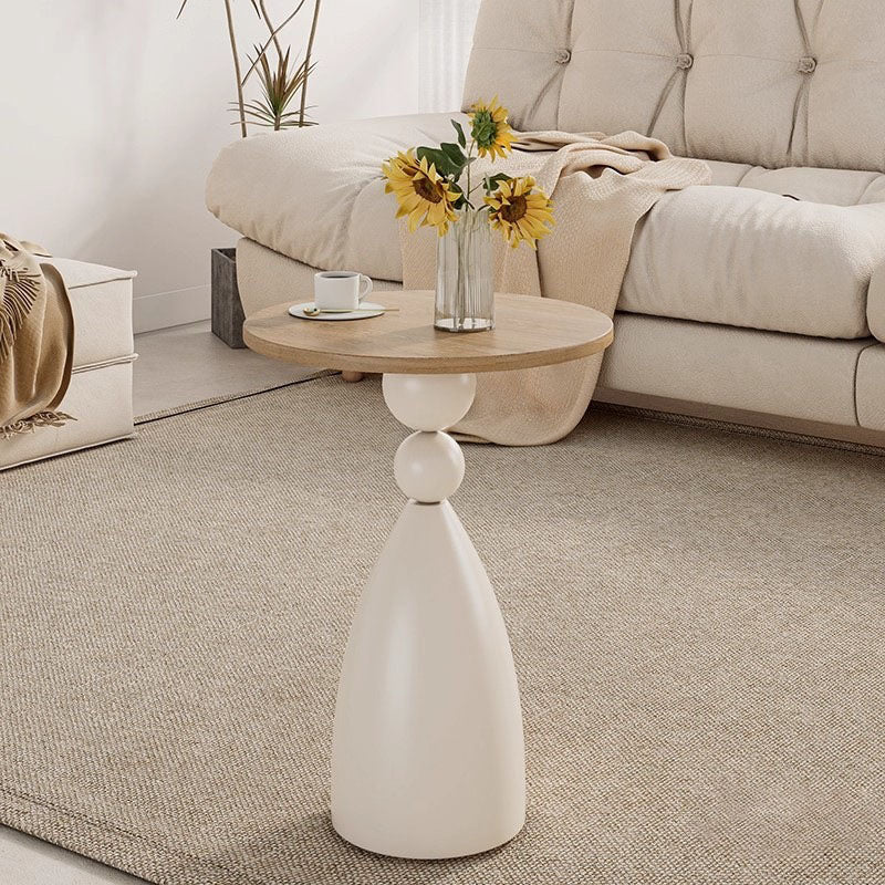 Traditional Vintage Medium-Density Fiberboard Carbon Steel Round Ball Side Table 1 Tier For Living Room
