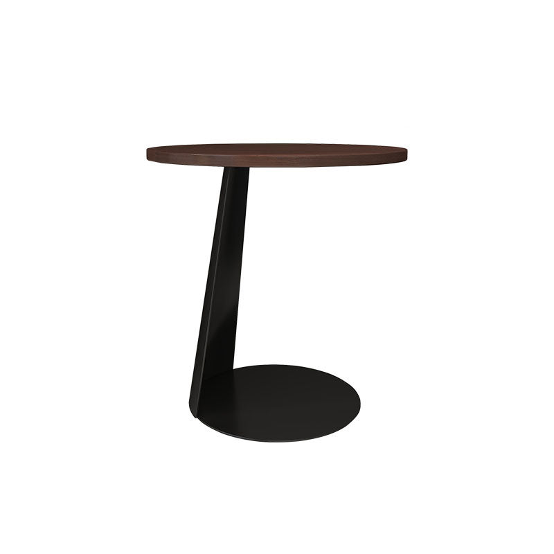 Contemporary Creative Carbon Steel Ash Wood Round Side Table 1 Tier For Living Room