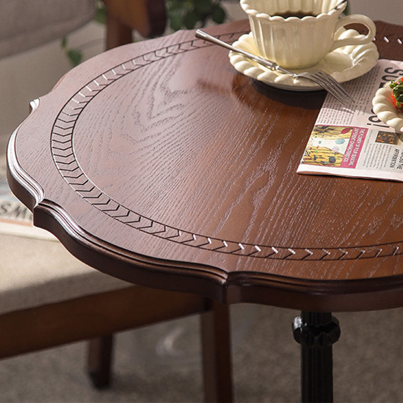 Traditional Chinese Solid Wood Iron Floral Round End Table 1 Tier For Living Room