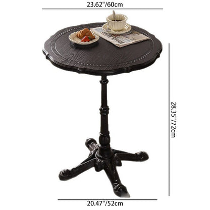 Traditional Chinese Solid Wood Iron Floral Round End Table 1 Tier For Living Room