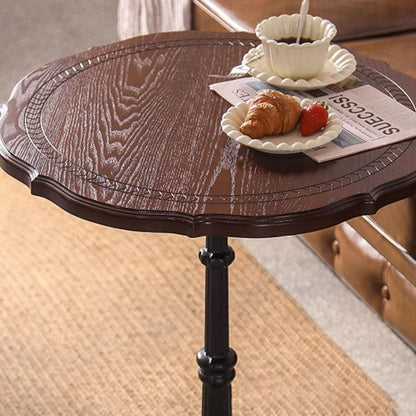 Traditional Chinese Solid Wood Iron Floral Round End Table 1 Tier For Living Room