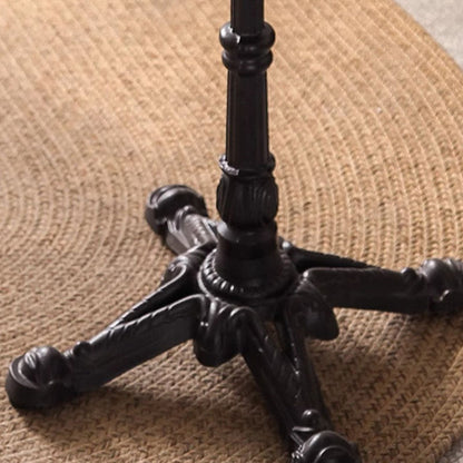 Traditional Chinese Solid Wood Iron Floral Round End Table 1 Tier For Living Room