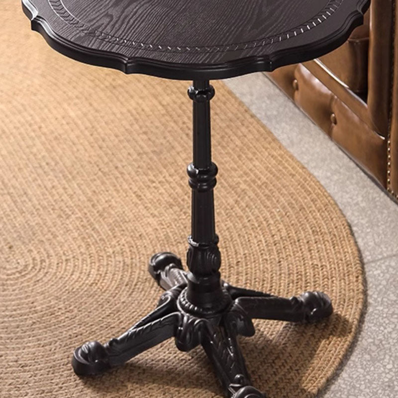 Traditional Chinese Solid Wood Iron Floral Round End Table 1 Tier For Living Room