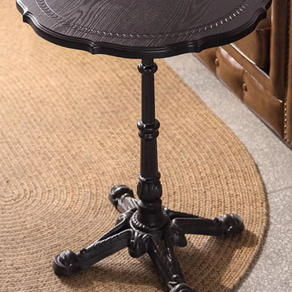 Traditional Chinese Solid Wood Iron Floral Round End Table 1 Tier For Living Room