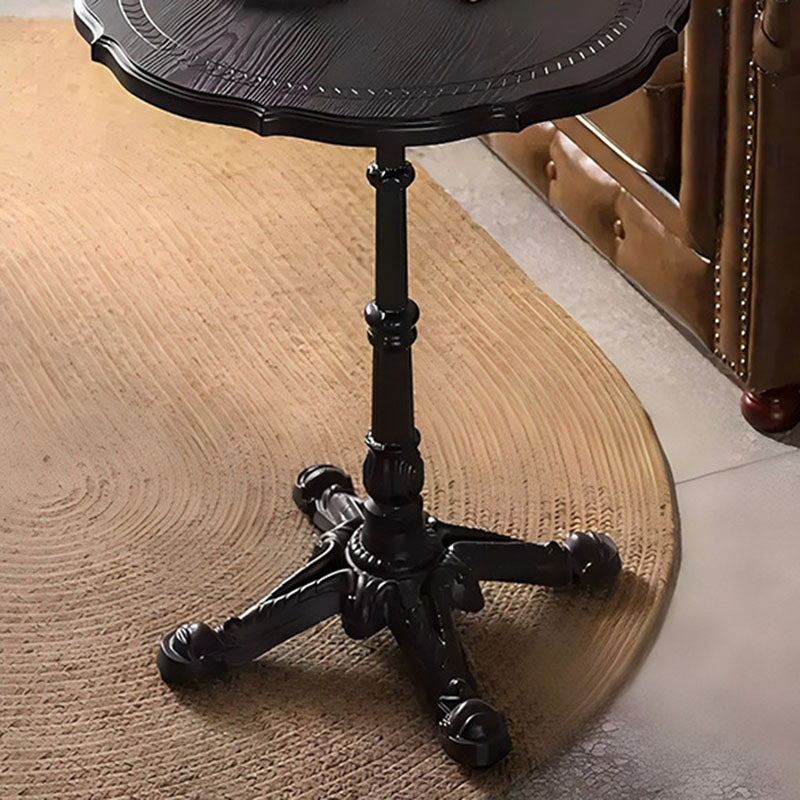 Traditional Chinese Solid Wood Iron Floral Round End Table 1 Tier For Living Room