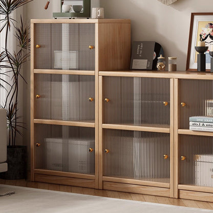 Traditional Chinese Ecoboard Acrylic Textured Rectangular Storage Cabinet 2/3 Tier For Living Room