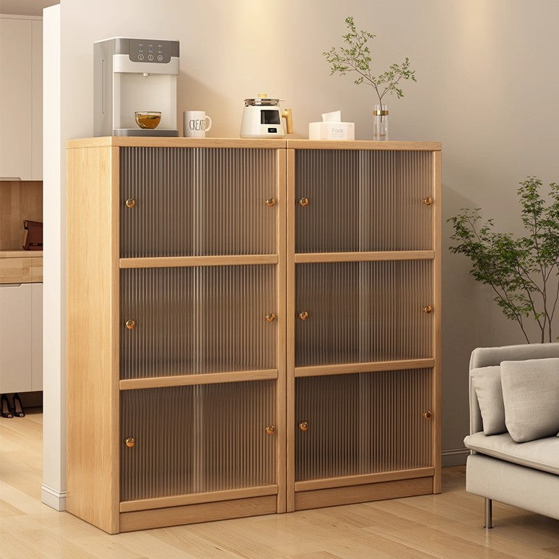 Traditional Chinese Ecoboard Acrylic Textured Rectangular Storage Cabinet 2/3 Tier For Living Room
