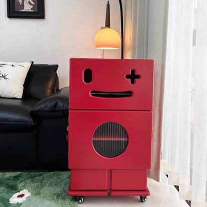 Contemporary Creative MDF Mobile Robot Side Table With 2 Storage For Living Room