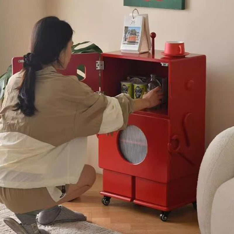 Contemporary Creative MDF Mobile Robot Side Table With 2 Storage For Living Room