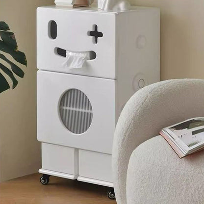 Contemporary Creative MDF Mobile Robot Side Table With 2 Storage For Living Room