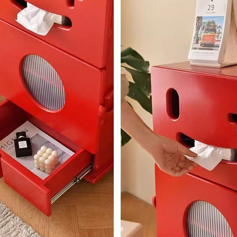 Contemporary Creative MDF Mobile Robot Side Table With 2 Storage For Living Room