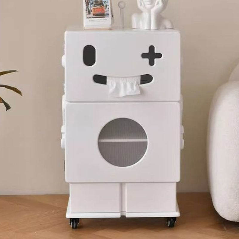 Contemporary Creative MDF Mobile Robot Side Table With 2 Storage For Living Room