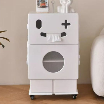 Contemporary Creative MDF Mobile Robot Side Table With 2 Storage For Living Room