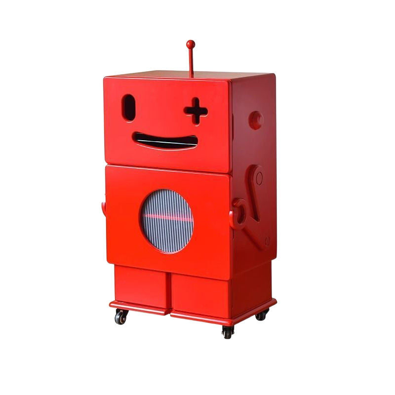 Contemporary Creative MDF Mobile Robot Side Table With 2 Storage For Living Room